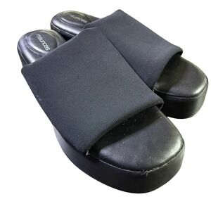 Maurices Black Platform Slides Sandals Stretch Band Slip‎ On Size 9M
